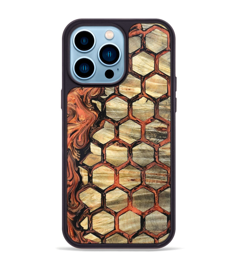 iPhone 14 Pro Max Wood Phone Case - Amber (Pattern, 820226)