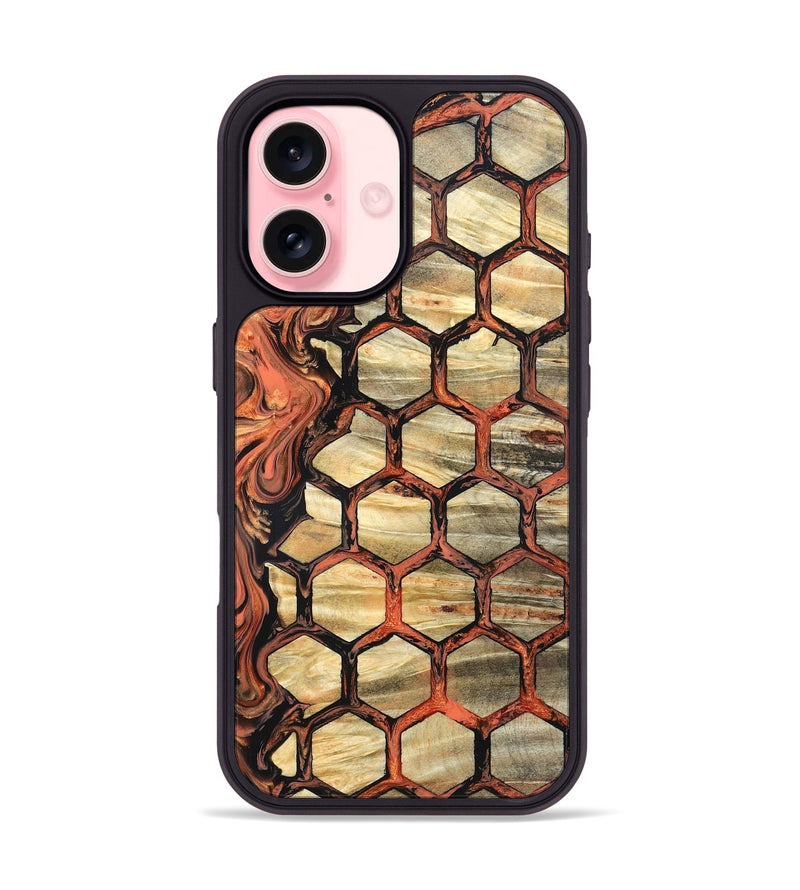 iPhone 16 Wood Phone Case - Amber (Pattern, 820226)