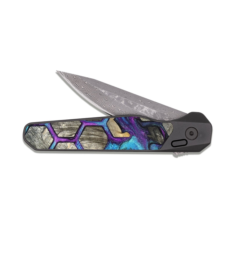 EDC Dark Damascus Wood Pocket Knife - Jonnie (Pattern, 820227)