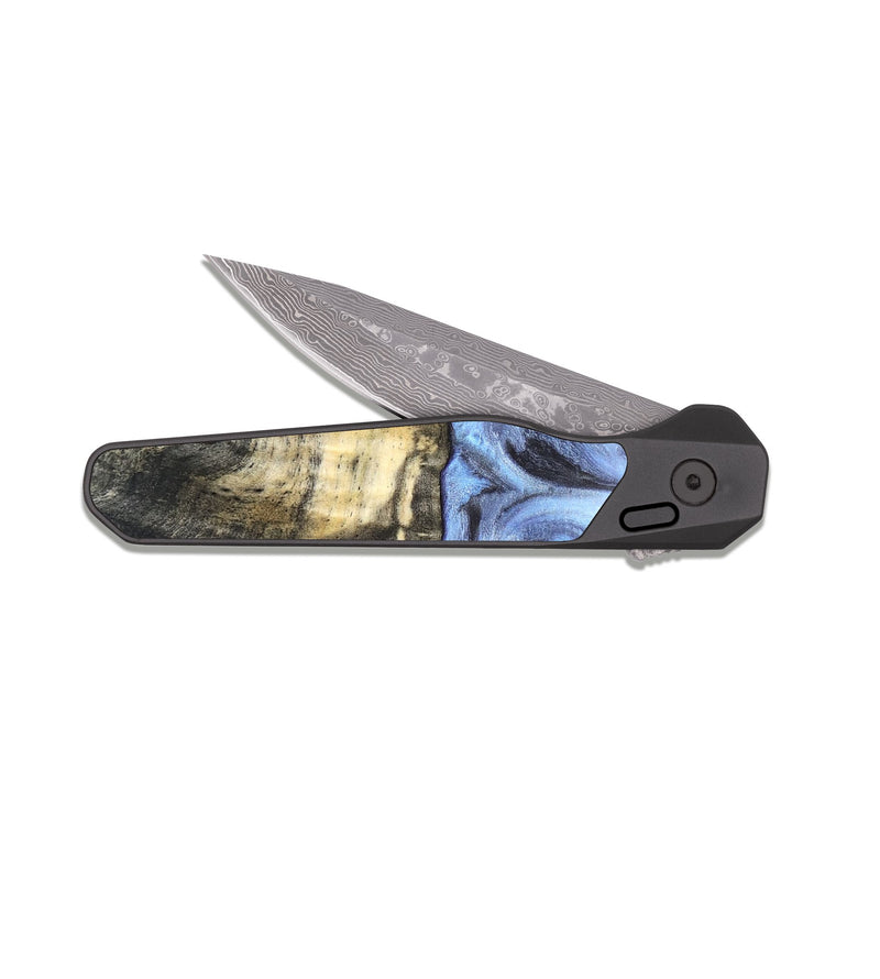 EDC Dark Damascus Wood Pocket Knife - Tillman (Blue, 820232)