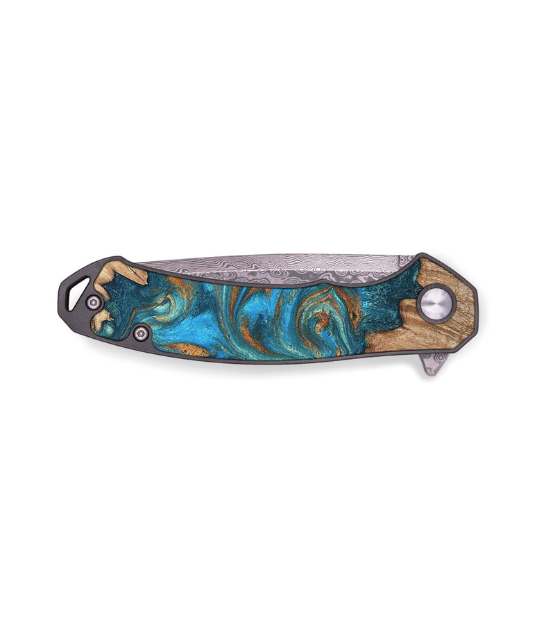 EDC Wood Pocket Knife - Vern (Teal & Gold, 820236)
