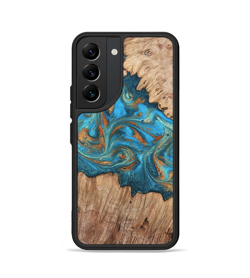 Galaxy S22 Wood Phone Case - Vern (Teal & Gold, 820236)