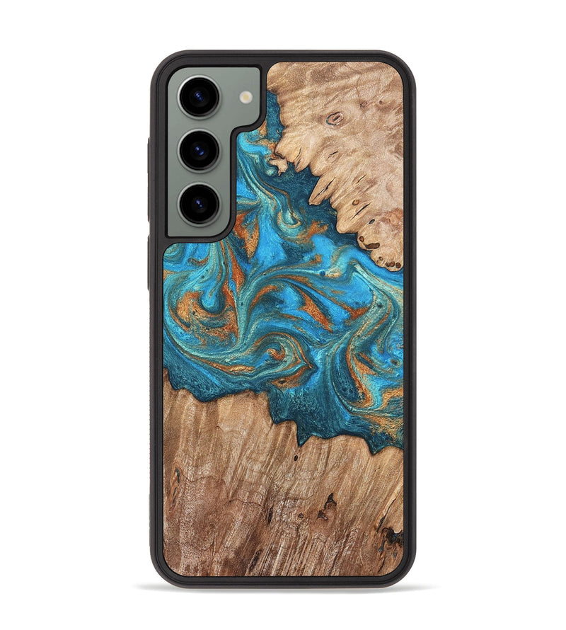 Galaxy S23 Plus Wood Phone Case - Vern (Teal & Gold, 820236)