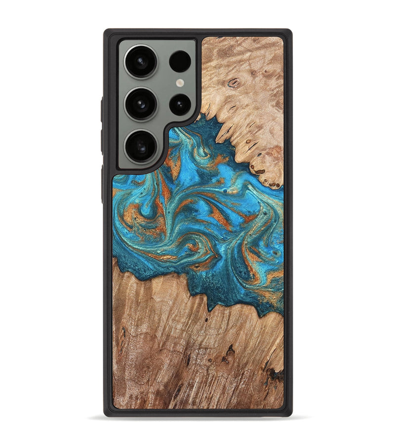 Galaxy S23 Ultra Wood Phone Case - Vern (Teal & Gold, 820236)