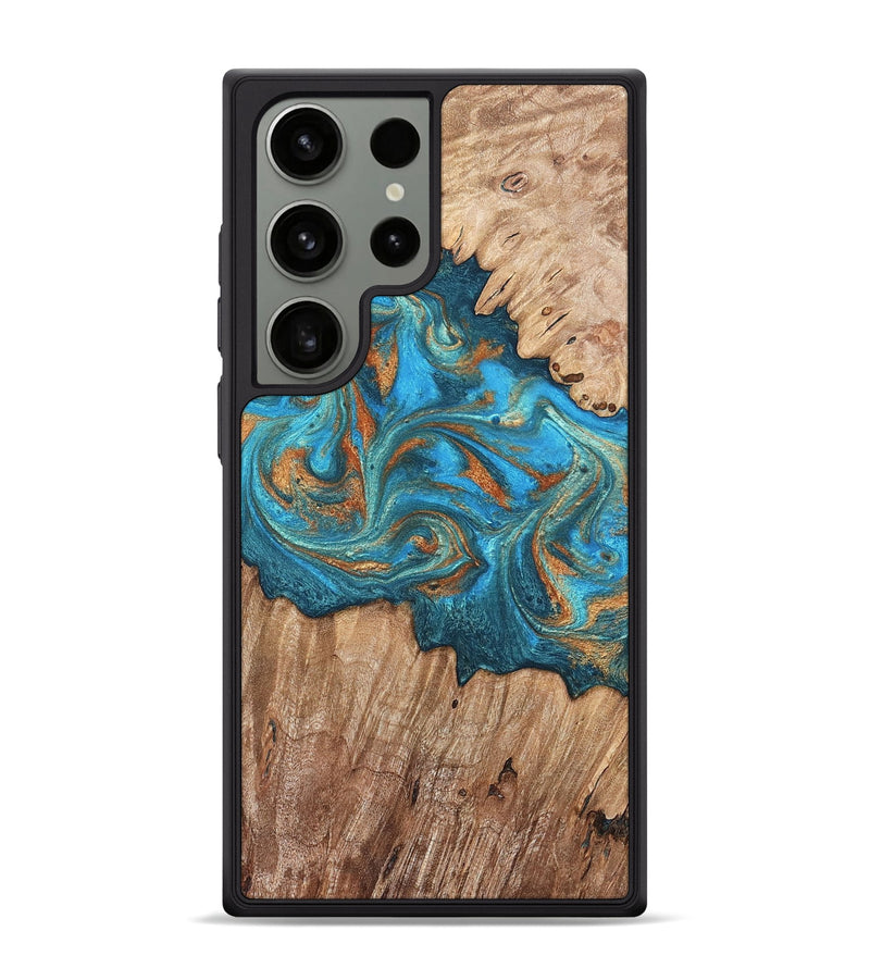 Galaxy S24 Ultra Wood Phone Case - Vern (Teal & Gold, 820236)