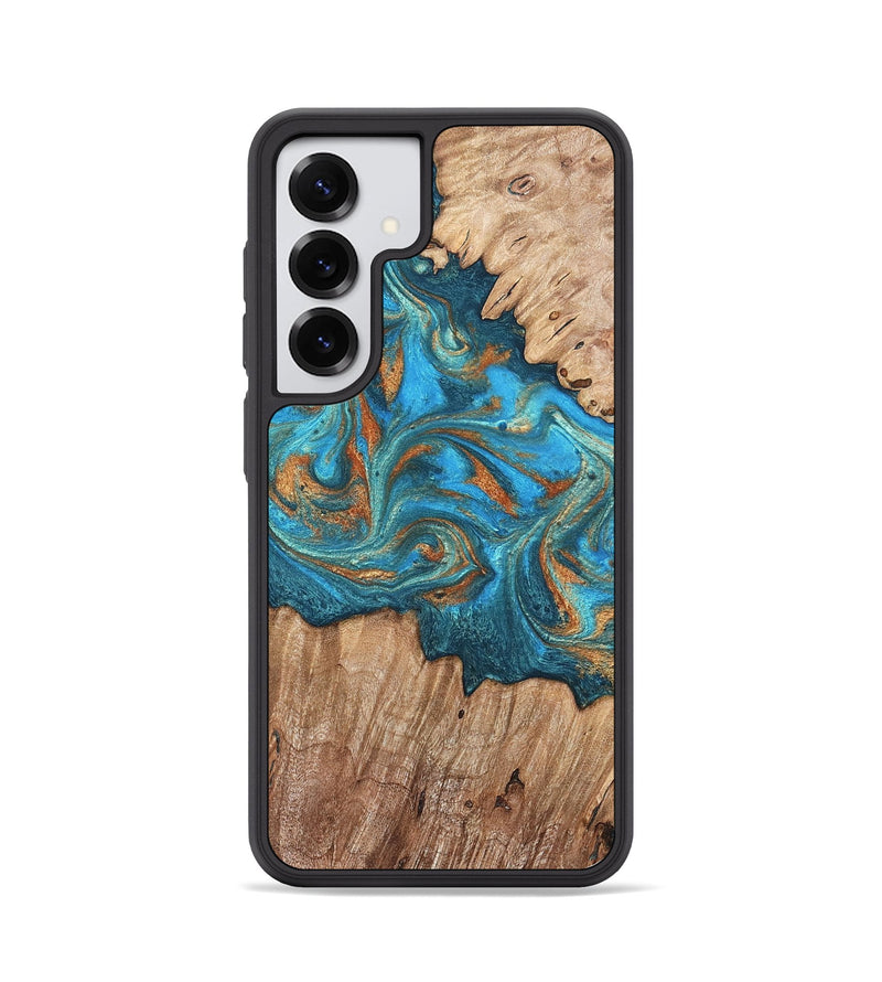 Galaxy S25 Wood Phone Case - Vern (Teal & Gold, 820236)