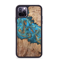 iPhone 11 Pro Max Wood Phone Case - Vern (Teal & Gold, 820236)