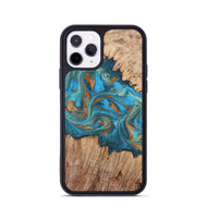iPhone 11 Pro Wood Phone Case - Vern (Teal & Gold, 820236)