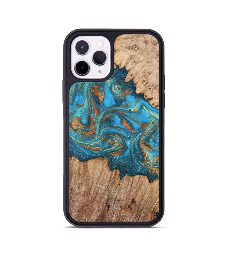 iPhone 11 Pro Wood Phone Case - Vern (Teal & Gold, 820236)