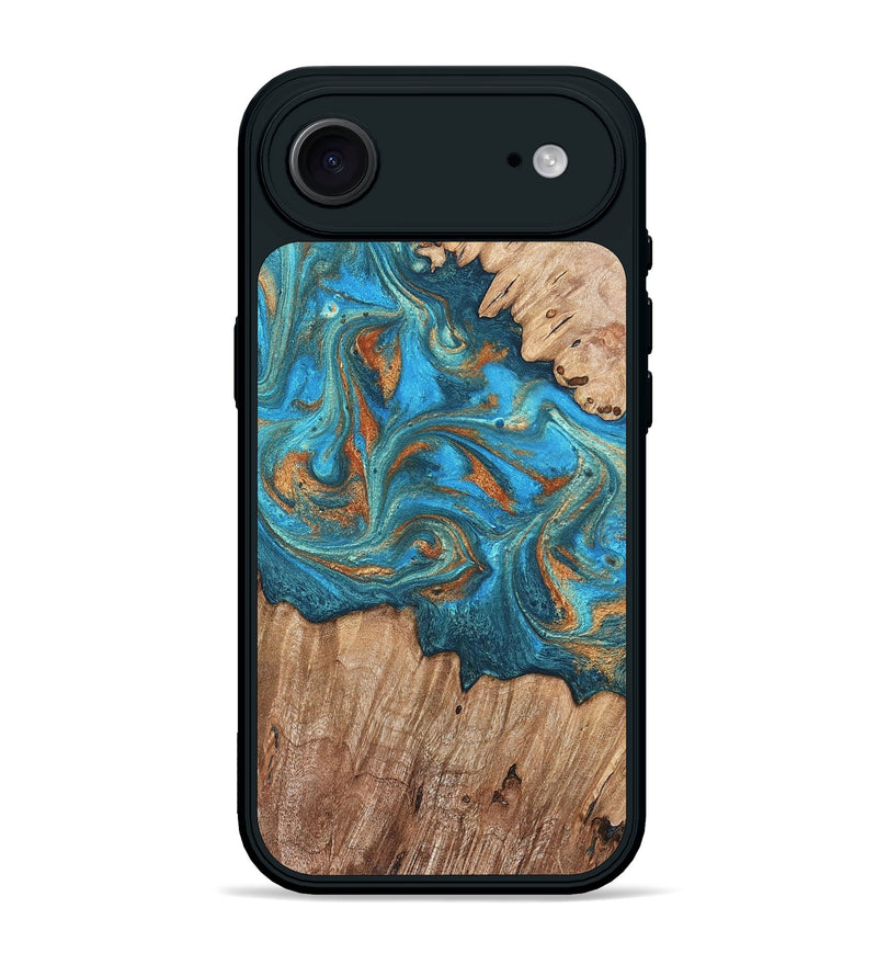iPhone 17 Air Wood Phone Case - Vern (Teal & Gold, 820236)