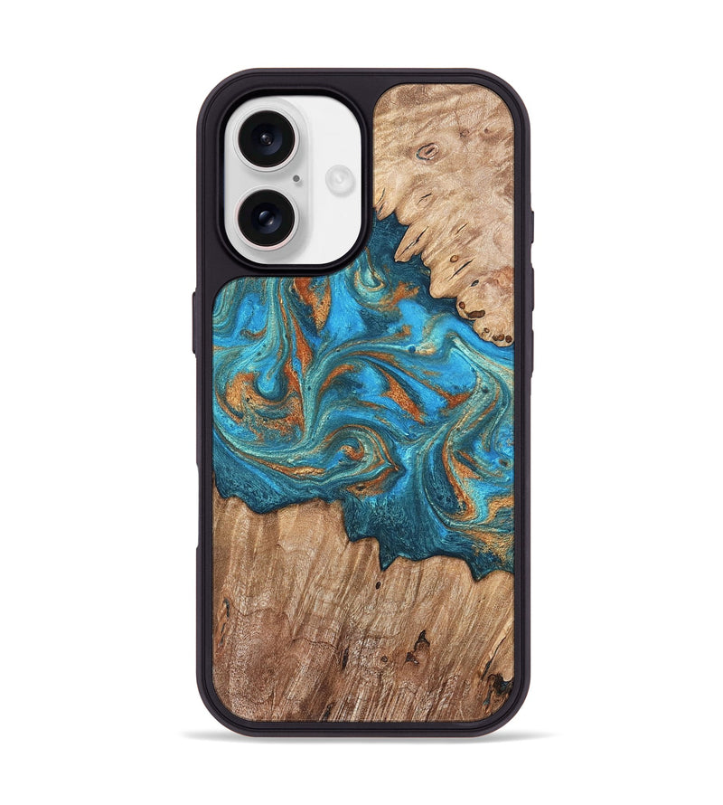 iPhone 17 Wood Phone Case - Vern (Teal & Gold, 820236)