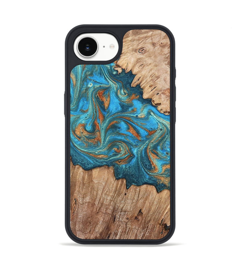 iPhone 17e Wood Phone Case - Vern (Teal & Gold, 820236)