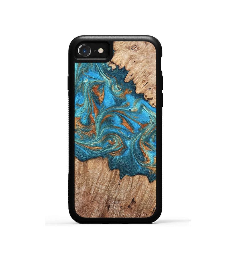 iPhone SE Wood Phone Case - Vern (Teal & Gold, 820236)