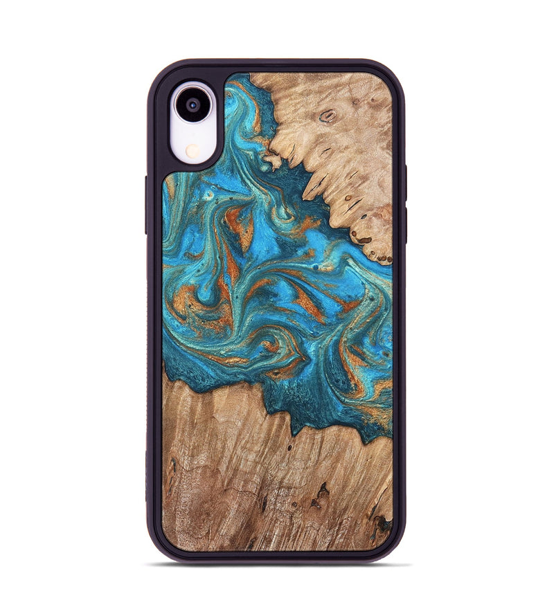 iPhone Xr Wood Phone Case - Vern (Teal & Gold, 820236)