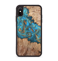 iPhone Xs Max Wood Phone Case - Vern (Teal & Gold, 820236)