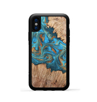 iPhone Xs Wood Phone Case - Vern (Teal & Gold, 820236)