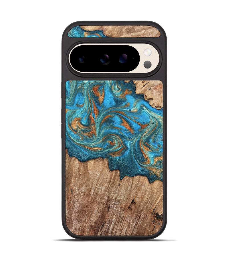 Pixel 10 Wood Phone Case - Vern (Teal & Gold, 820236)