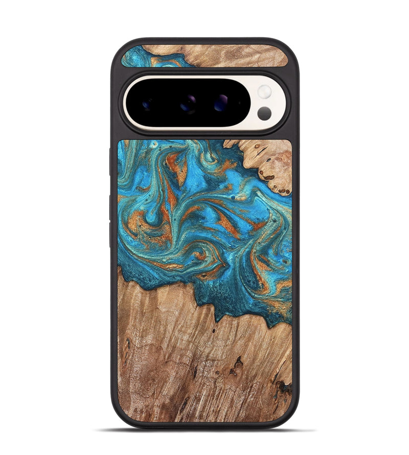 Pixel 9 Pro Wood Phone Case - Vern (Teal & Gold, 820236)