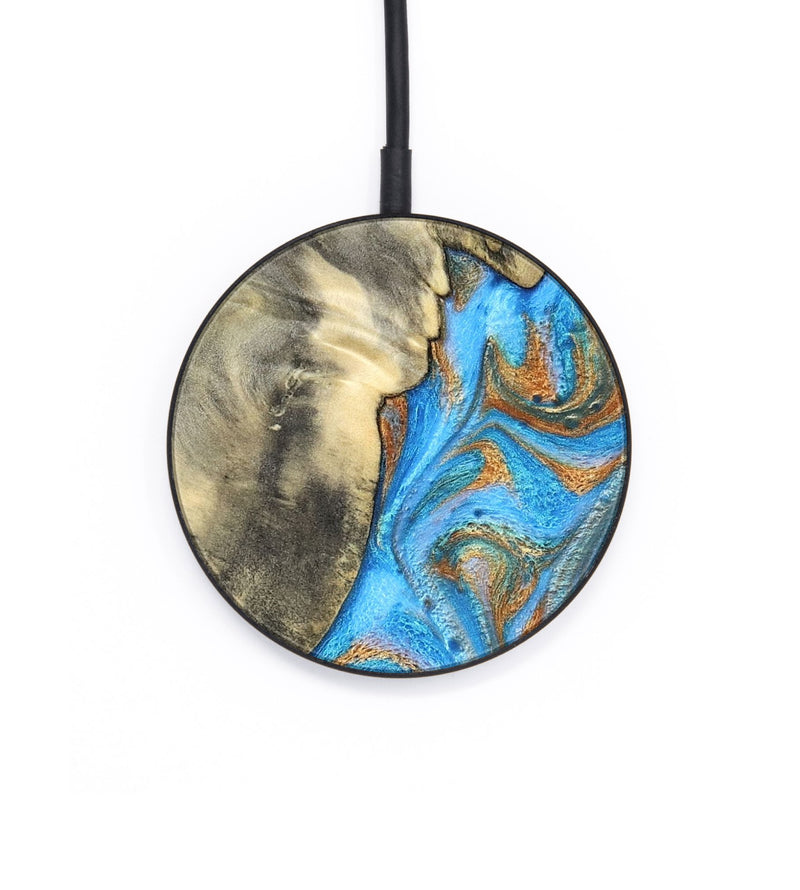 Circle Wood Wireless Charger - Janis (Teal & Gold, 820237)