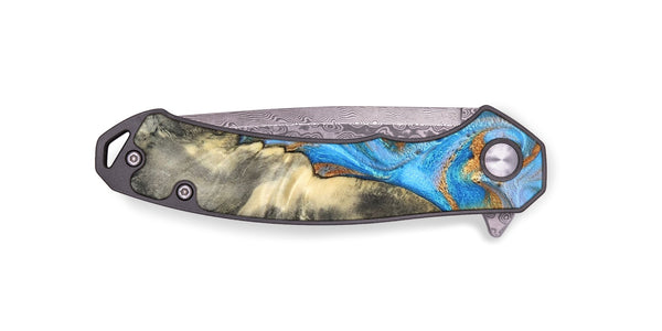 EDC Wood Pocket Knife - Janis (Teal & Gold, 820237)