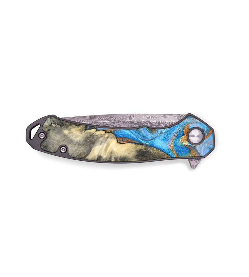 EDC Wood Pocket Knife - Janis (Teal & Gold, 820237)