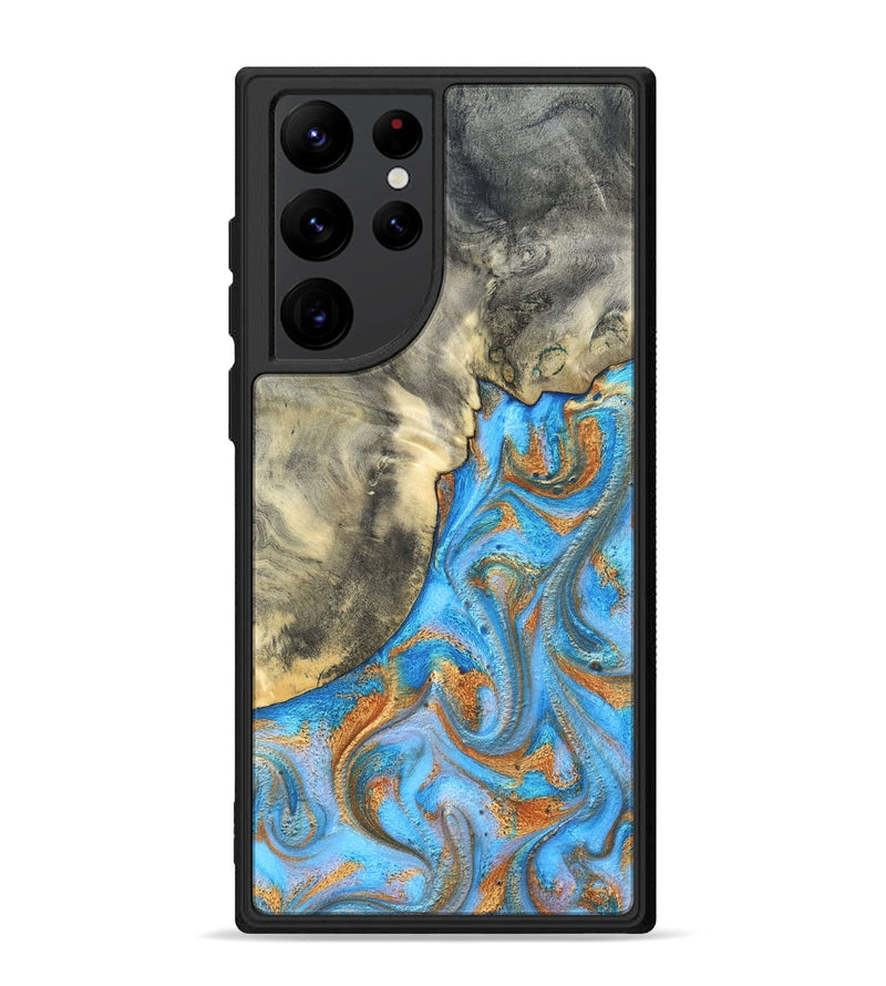 Galaxy S22 Ultra Wood Phone Case - Janis (Teal & Gold, 820237)