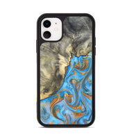 iPhone 11 Wood Phone Case - Janis (Teal & Gold, 820237)