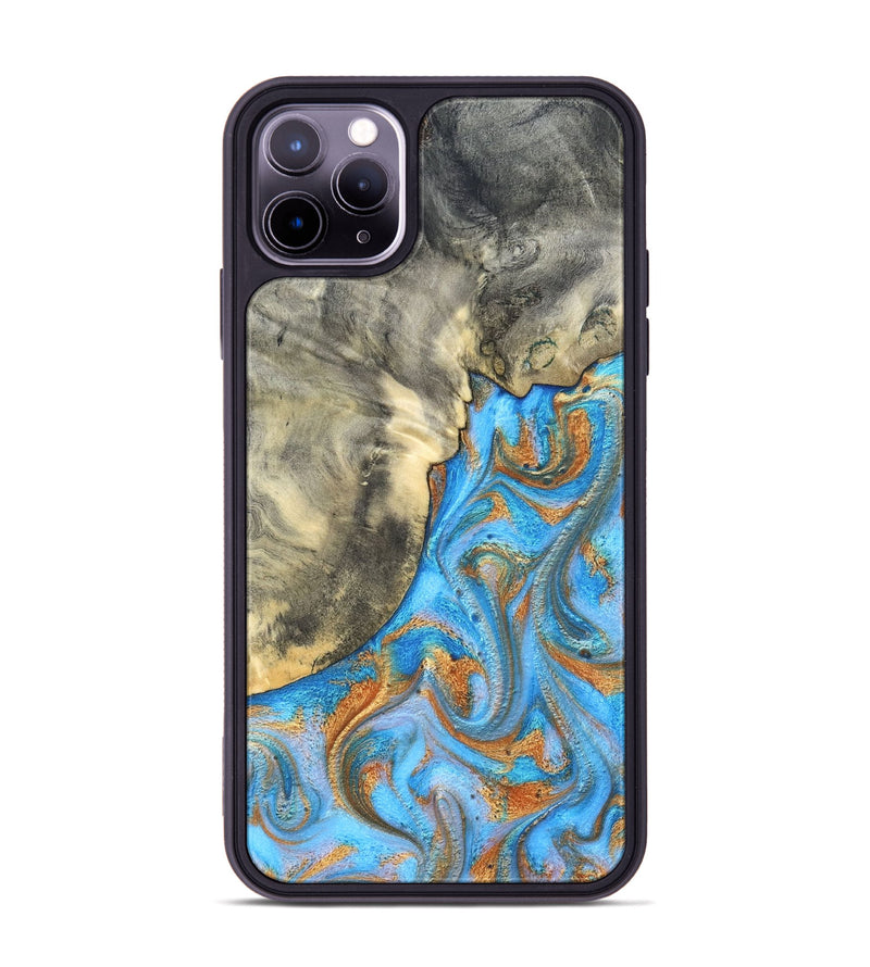 iPhone 11 Pro Max Wood Phone Case - Janis (Teal & Gold, 820237)