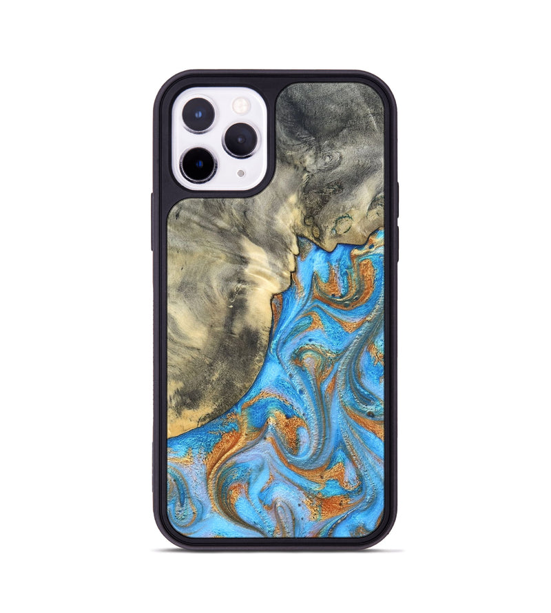 iPhone 11 Pro Wood Phone Case - Janis (Teal & Gold, 820237)
