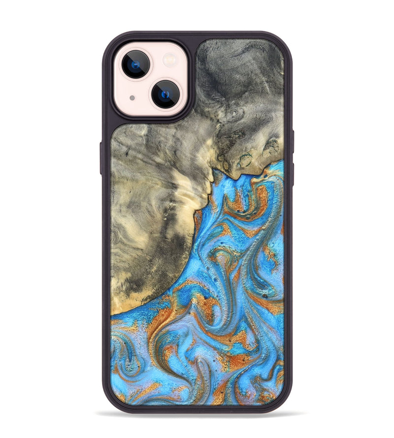 iPhone 14 Plus Wood Phone Case - Janis (Teal & Gold, 820237)