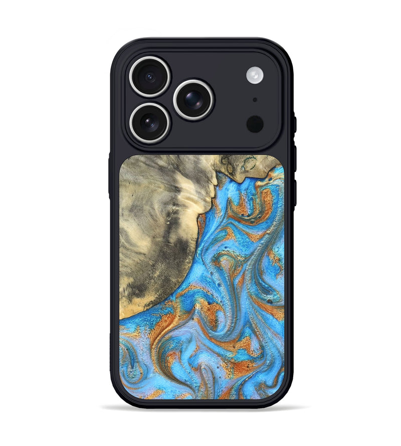 iPhone 17 Pro Wood Phone Case - Janis (Teal & Gold, 820237)