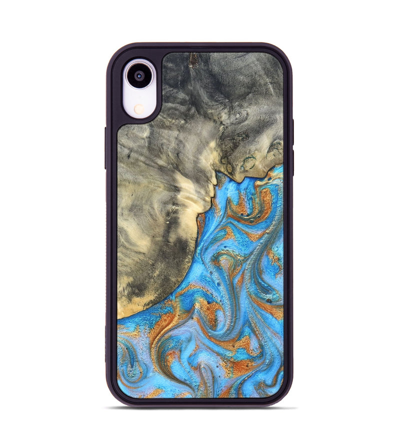 iPhone Xr Wood Phone Case - Janis (Teal & Gold, 820237)