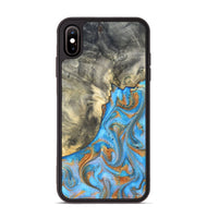 iPhone Xs Max Wood Phone Case - Janis (Teal & Gold, 820237)