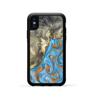 iPhone Xs Wood Phone Case - Janis (Teal & Gold, 820237)