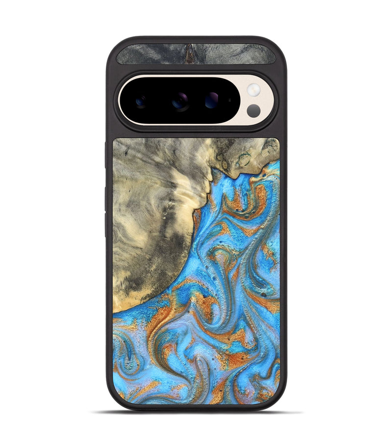 Pixel 10 Pro Wood Phone Case - Janis (Teal & Gold, 820237)