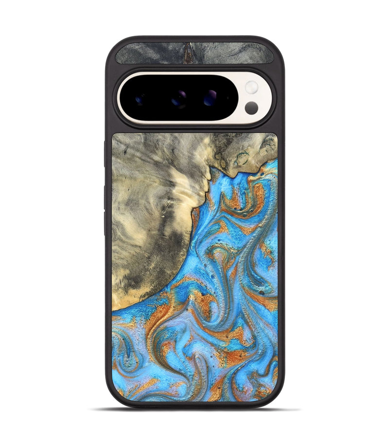 Pixel 9 Wood Phone Case - Janis (Teal & Gold, 820237)