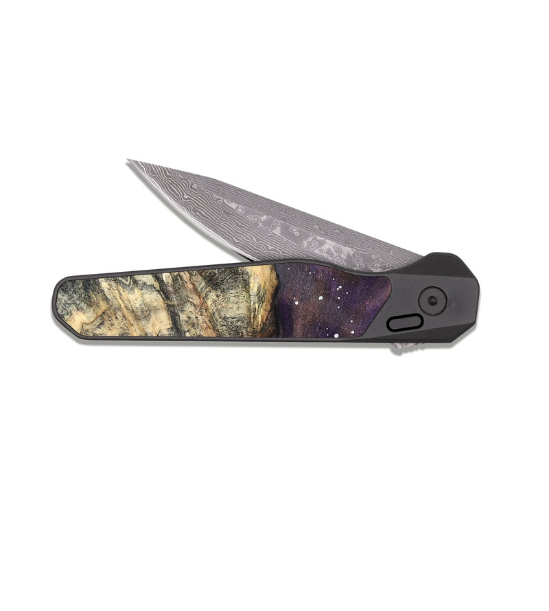 EDC Dark Damascus Wood Pocket Knife - Corbin (Cosmos, 820245)