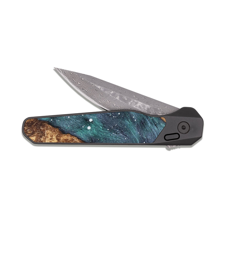 EDC Dark Damascus Wood Pocket Knife - Shayne (Cosmos, 820247)