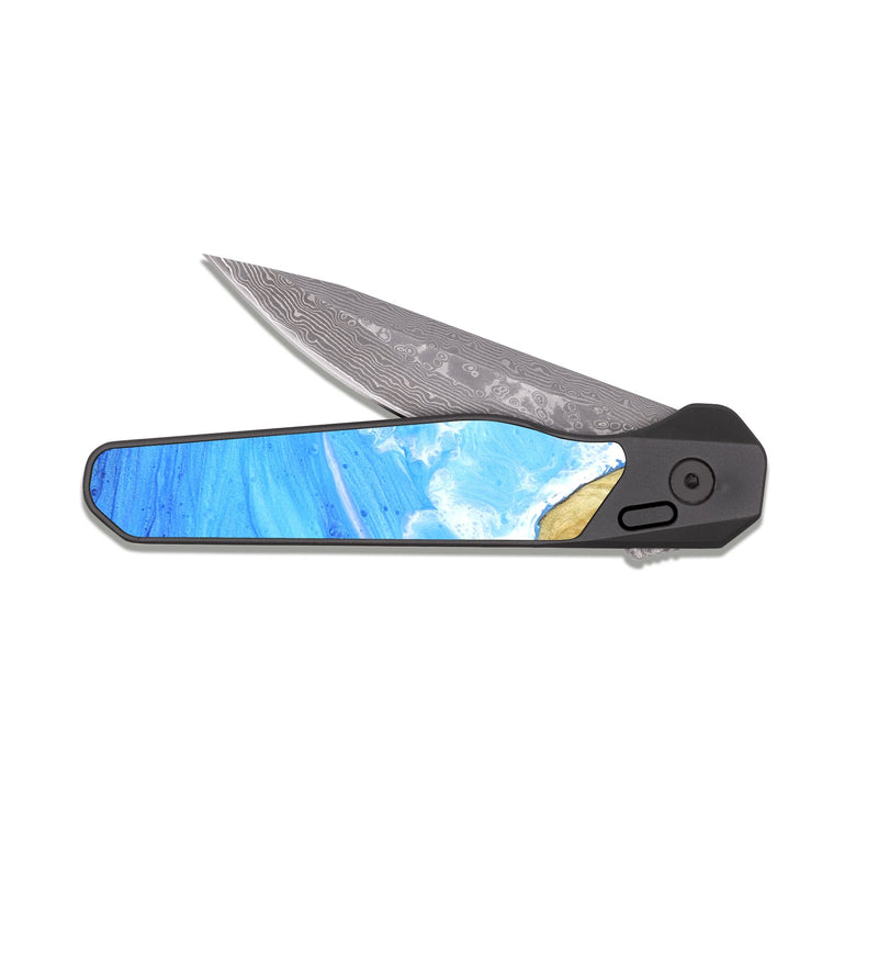 EDC Dark Damascus Wood Pocket Knife - Elissa (Coastal, 820253)