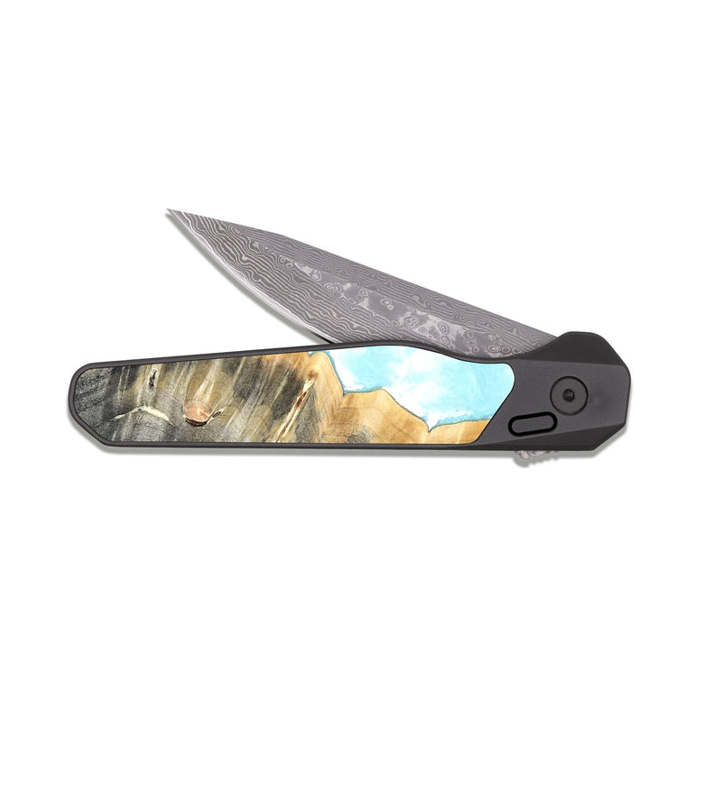 EDC Dark Damascus Wood Pocket Knife - Hugh (Coastal, 820254)