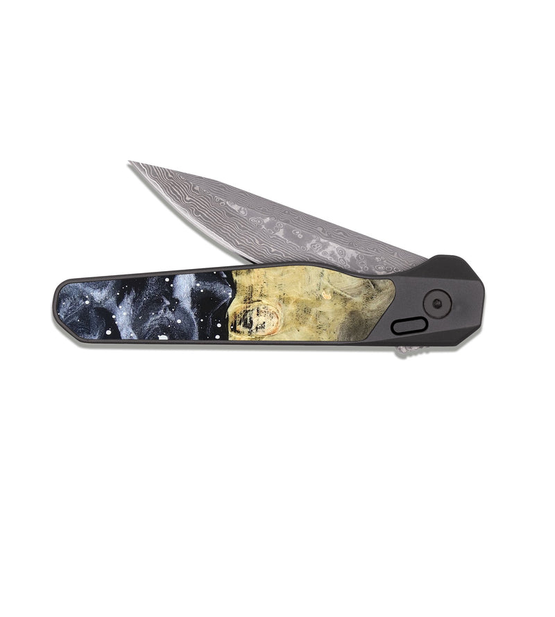 EDC Dark Damascus Wood Pocket Knife - Malaki (Cosmos, 820259)