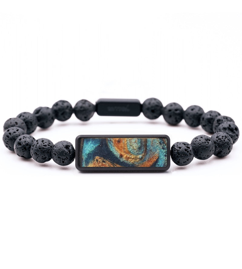 Lava Bead ResinArt Bracelet - Adaline (Teal & Gold, 820306)