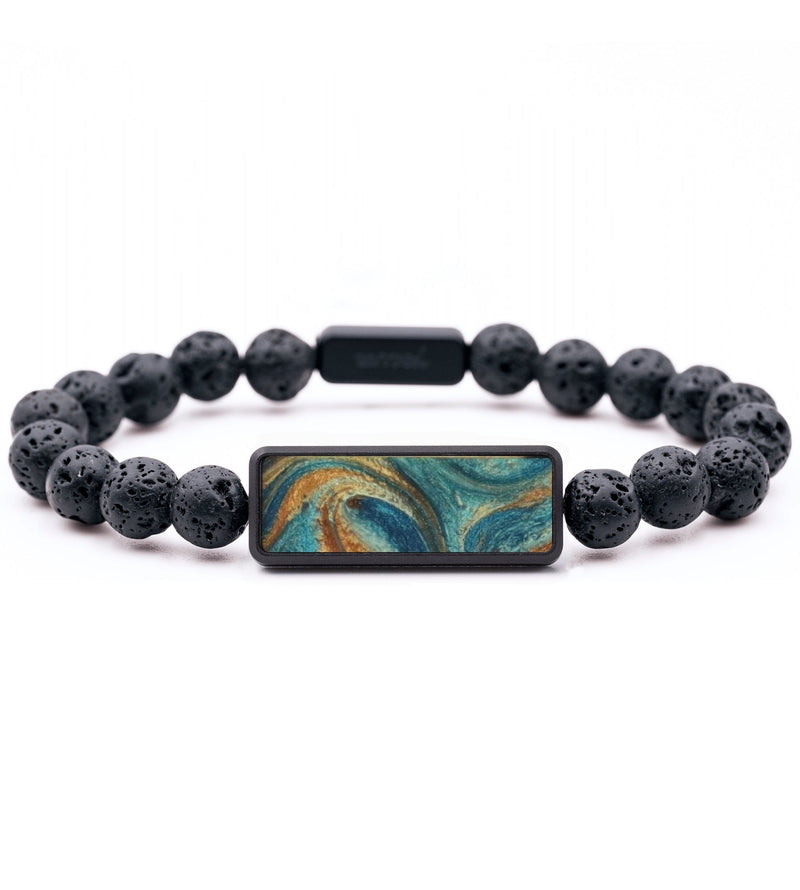 Lava Bead ResinArt Bracelet - Nicolas (Teal & Gold, 820307)