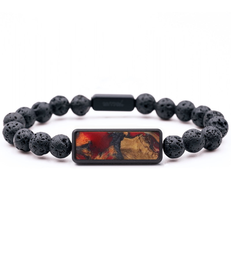 Lava Bead Wood Bracelet - Sara (Red, 820314)