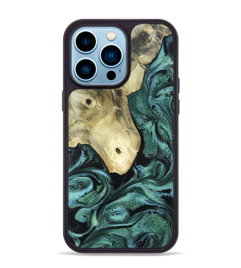 iPhone 14 Pro Max Wood Phone Case - Starr (Green, 820321)