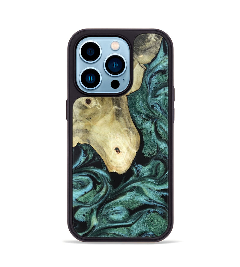 iPhone 14 Pro Wood Phone Case - Starr (Green, 820321)