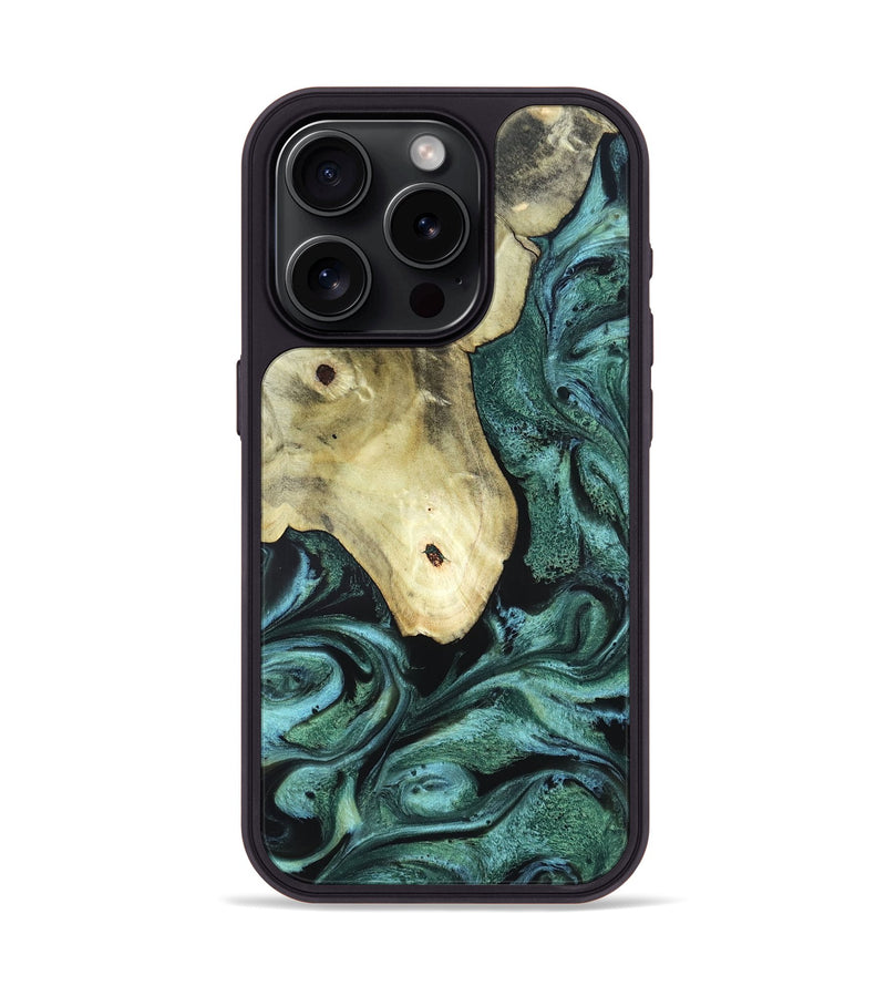 iPhone 15 Pro Wood Phone Case - Starr (Green, 820321)