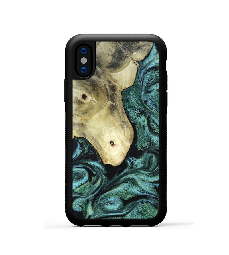iPhone Xs Wood Phone Case - Starr (Green, 820321)
