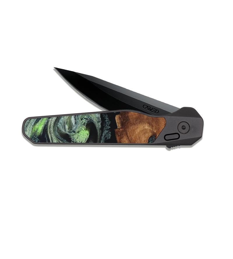 EDC Dark Slate Wood Pocket Knife - Iyana (Green, 820322)