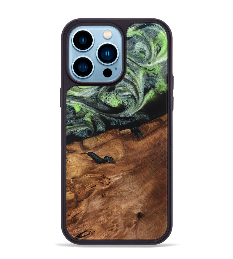 iPhone 14 Pro Max Wood Phone Case - Iyana (Green, 820322)